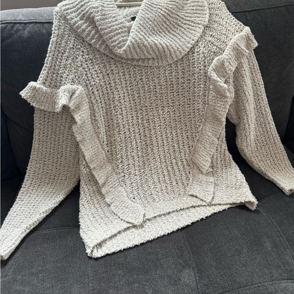 Express - light grey Sweater with Ruffle Details